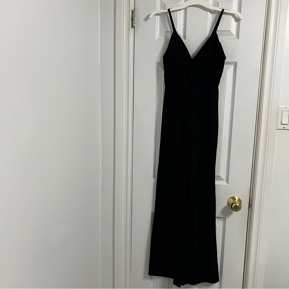 Black Sleeveless V-Neck Slip Jumpsuit